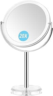 MIYADIVA Magnifying Mirror,20x Makeup Mirror with Magnification,Double Sided 1X/20X Magnifying Mirror with Stand,Shaving Mirror and Personal Mirrors,6.6 Inches