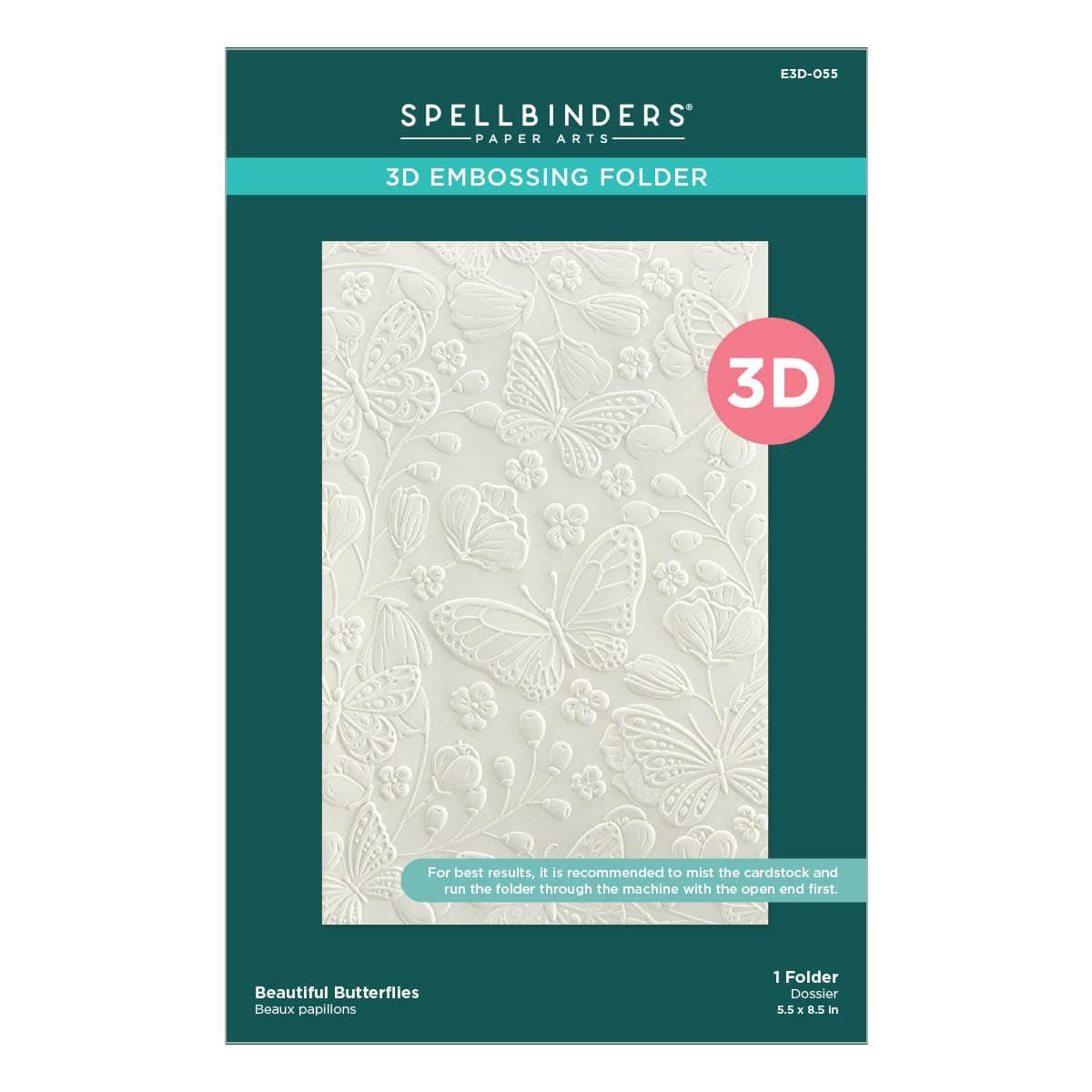 E3D-055 Beautiful Butterflies 3D Embossing Folder from The Stylish Ovals Collection