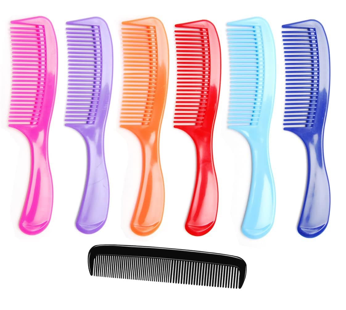 LUXXII - (6 Pack) 8" Colorful Styling Essentials Round Handle Comb Hair Combs...