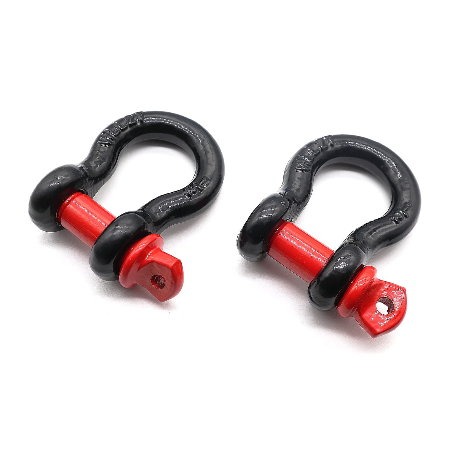 1/2" D Ring Shackle with 5/8" Screw Pin, 2T Working Load Limit (WLL) / 12T (26,455 lb) Minimum Breaking Strength (MBS) for Tow Strap Winch, Off-Road Vehicle Recovery (Black/Red, 2 Pack)