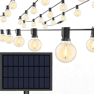 Solar String Lights Waterproof LED Indoor/Outdoor Hanging Umbrella Lights with 25 Bulbs - 27 Ft Patio Lights for Deckyard Tents Market Cafe Gazebo Porch Party Decor