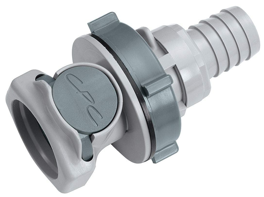 Colder - 3130320 CPC () HFCD16612 Valved Bulkhead Panel Mount Hose Barb, PP, 3/8" Flow Size, 3/8" ID