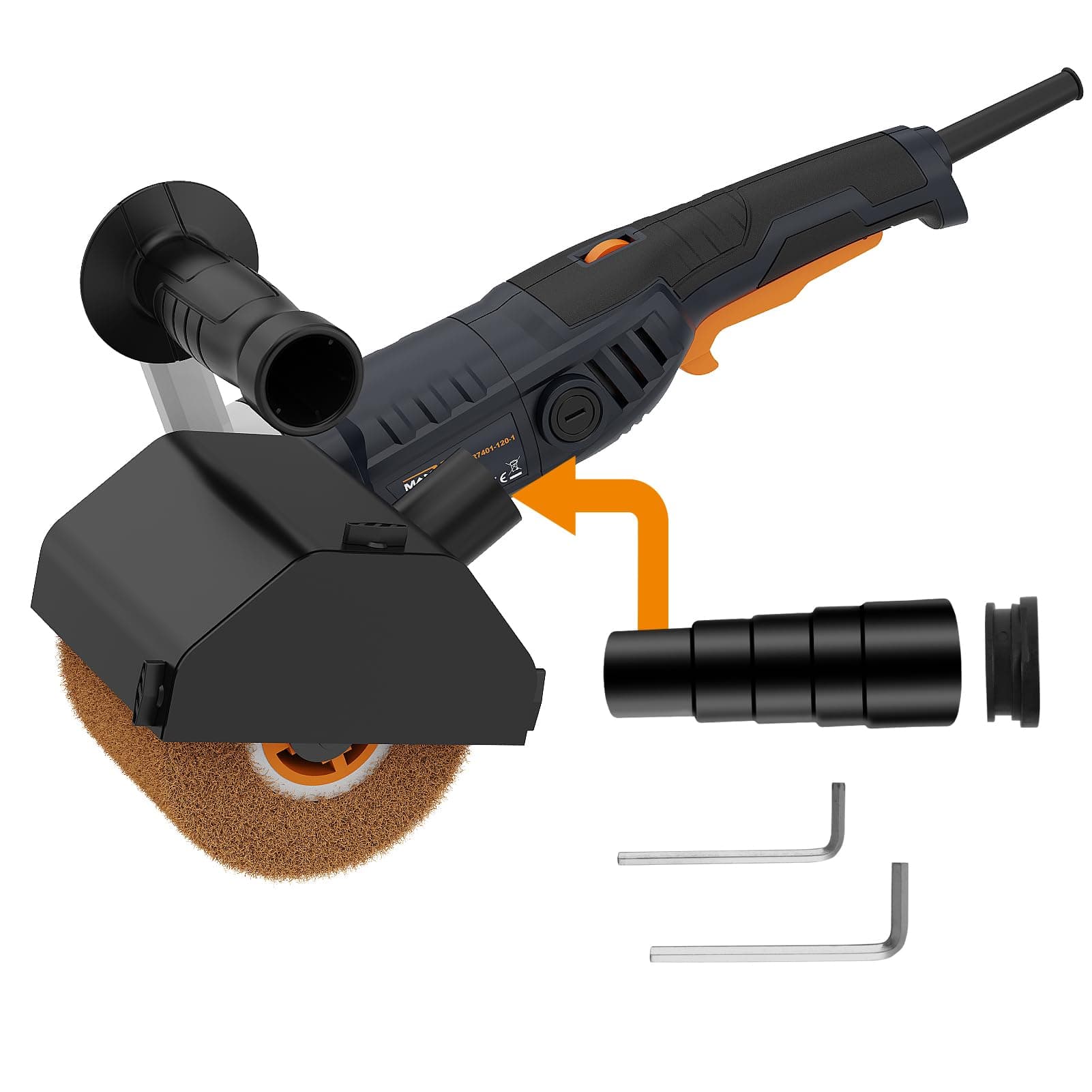 MAXXT Burnishing Machine 1300W 6-Speed Variable Metal Polishing Machine Set, 6-Piece Kit with Buffing Wheel，Handheld electric sanding and polishing machine kit, stainless steel polishing machine