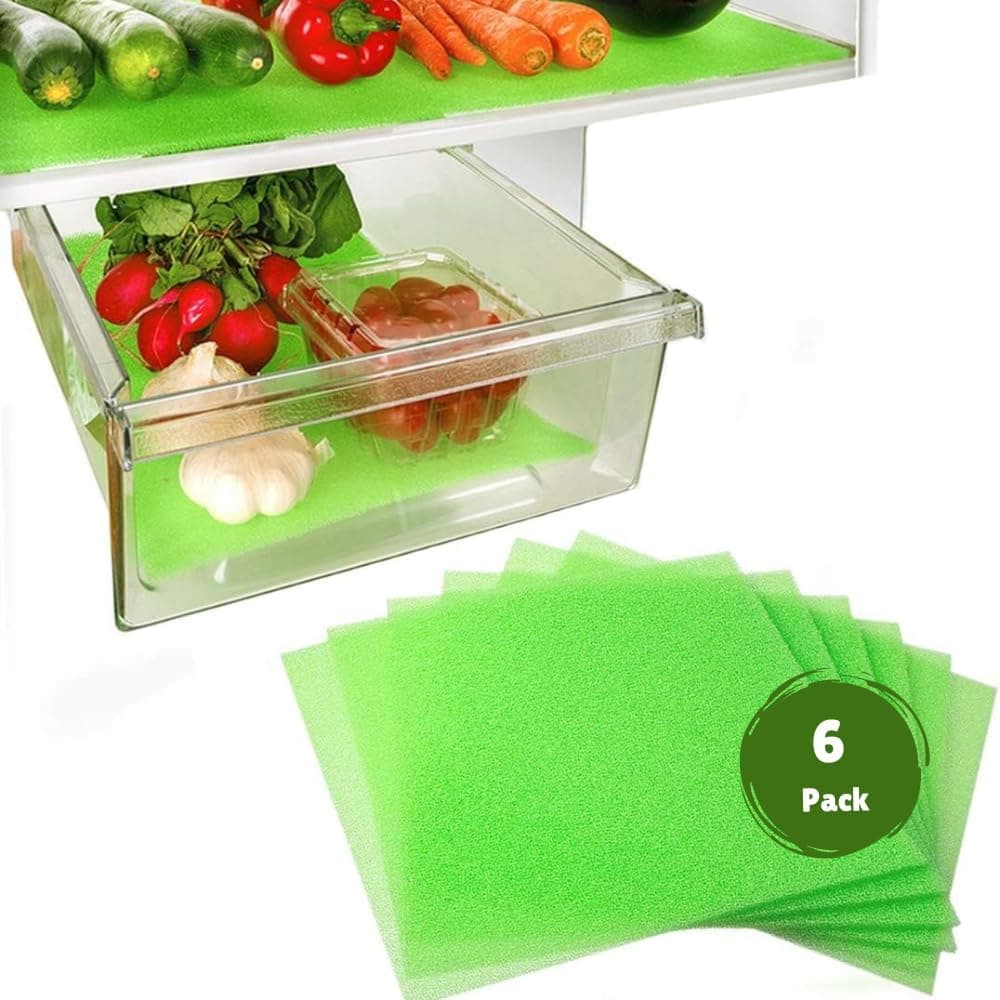 Dualplex Fruit & Veggie Life Extender Liner for Fridge Refrigerator Drawers (6 Pack) ââ‚¬â€œ Extends The Life of Your Produce & Prevents Spoilage, 12X15 Inches