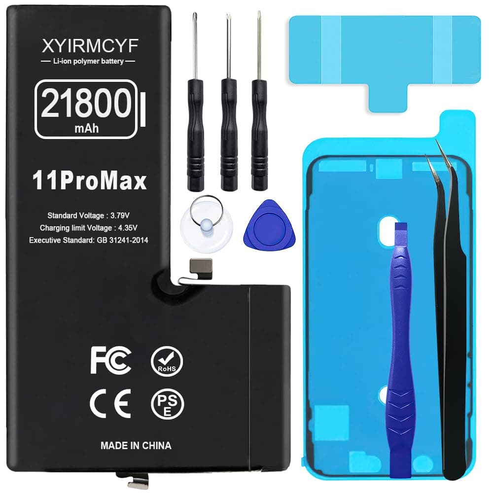 21800mAh Super Capacity Battery Compatible with iPhone 11 Pro Max, 0 Cycle Li-Polymer Replacement Battery for iPhone 11 Pro Max, with Professional Repair Tool Kit