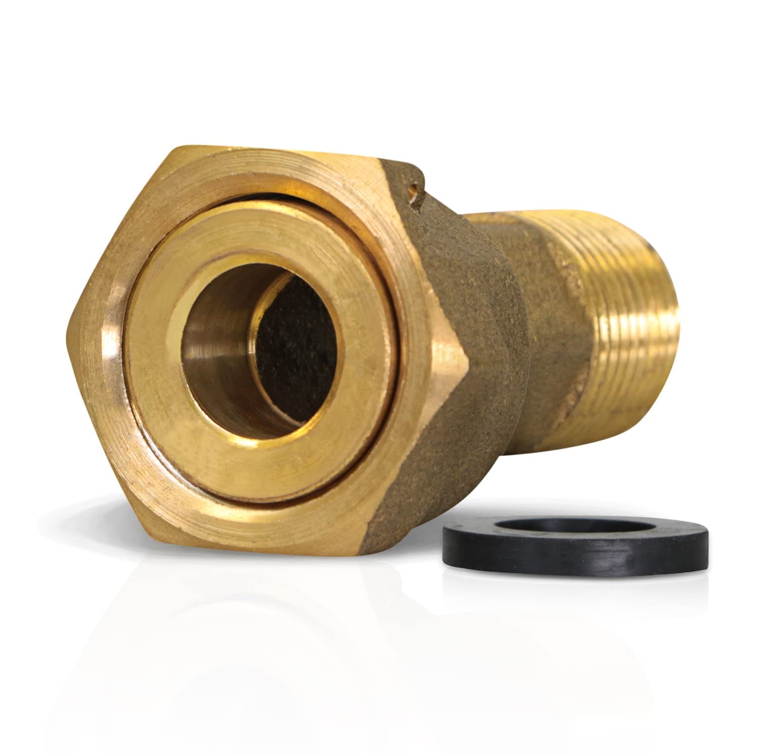 XND0034-OM Brass Water Meter Coupling Adapter Pipe Fitting; with Nut and Gasket; 3/4’’ MIP x 1’’ FIP