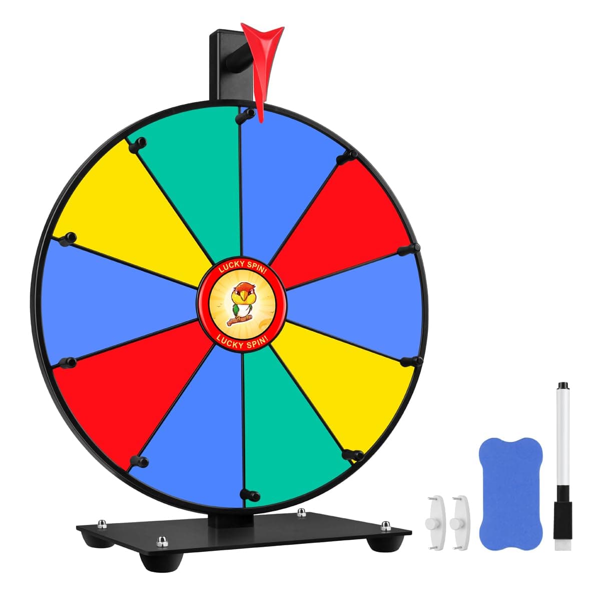 Pionites Prize Wheel Tabletop or Wall Mount Fortune Spin with Dry Erase Marker and Eraser for Engaging Home Parties, Trade Show, Carnival Events (12'' 10slots)
