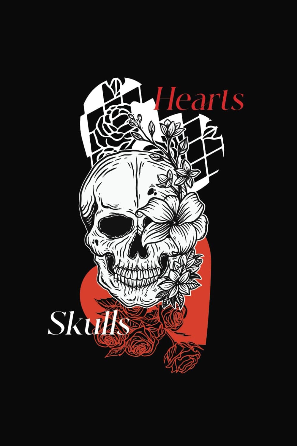 Hearts and Skulls Colouring book