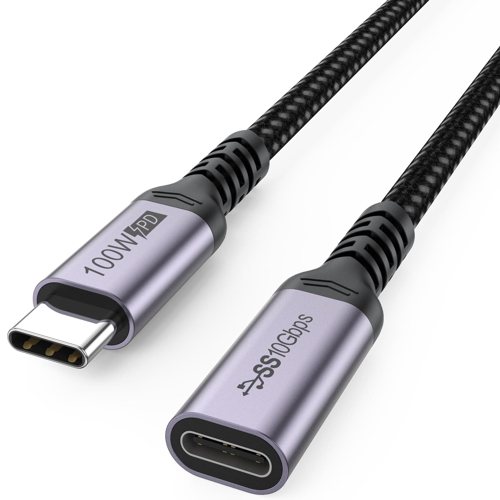 USB C Extension Cable 6.6ft, 4K@60Hz Video/10Gbps Data Transfer/100W Charging USBC 3.2 Type C Extender Cord, USB3.2 Gen2 Male to Female for Laptop Tablet Mobile Phone and More