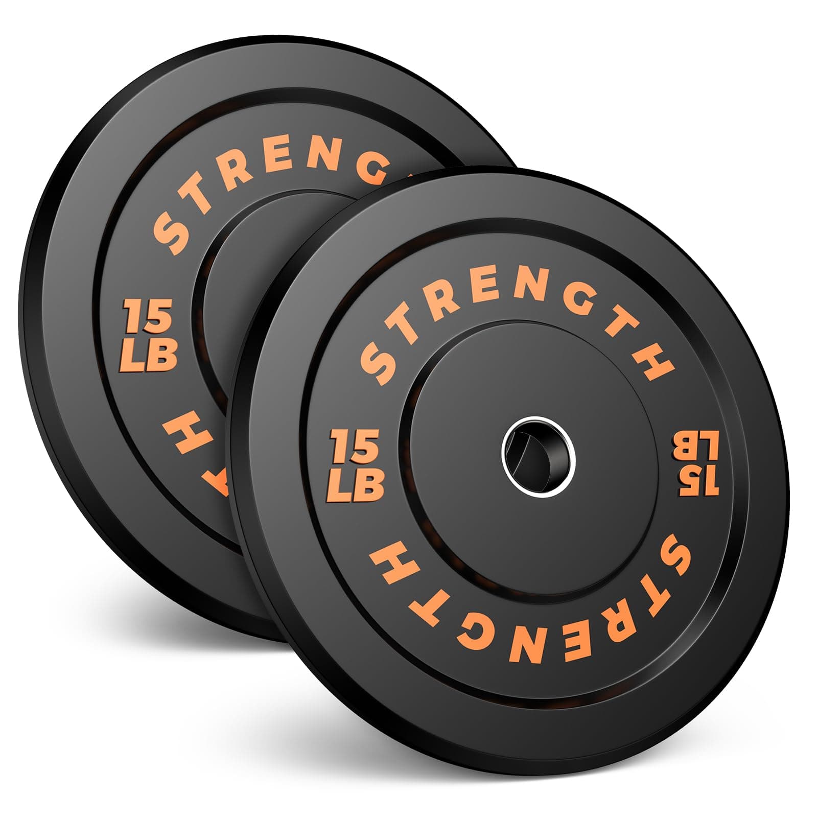 Rendpas 2-Inch Olympic Bumper Plates, 100% Virgin Rubber Low Bounce Barbell Weight Plates for Home Gym Strength Training, 10lb-45lb Black with Color-Coded