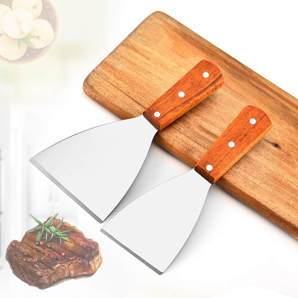 Pizza Cutters,Cooking Tools,Baker Tools,Cake Shovel,Triangular Scraper Pizza Pastry Cheese Spatula Stainless Steel Blade with Wood Handle