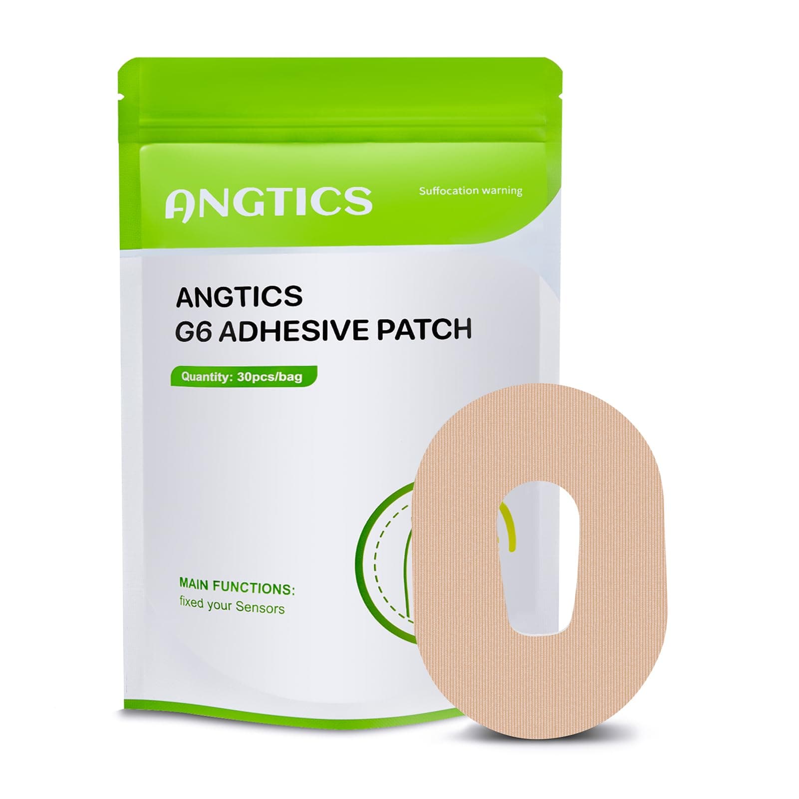 ANGTICS Dexcom G6 Adhesive Patches Waterproof, 30 Pack Beige Overpatch for Dexcom G6, Premium Transparent G6 Overlay Patches, Hypoallergenic & Skin-Friendly, Lasting 10 Days, Sensor is NOT Included