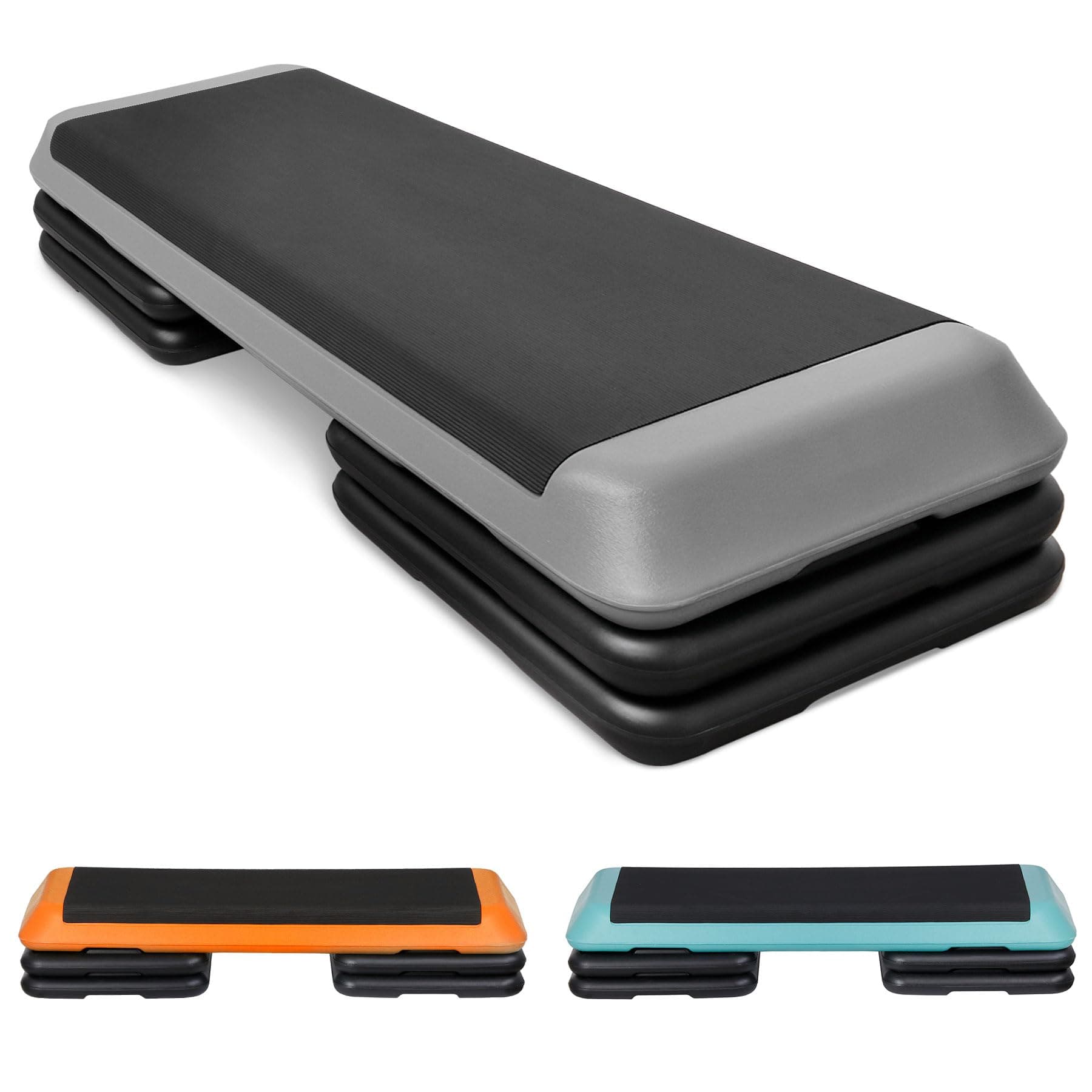 JungleA 43'' Exercise Aerobic Step Platform Stepper for Home Gym Club,Large Multi-Functional Adjustable Step Up Box,Big Workout Stepper Bench,Black