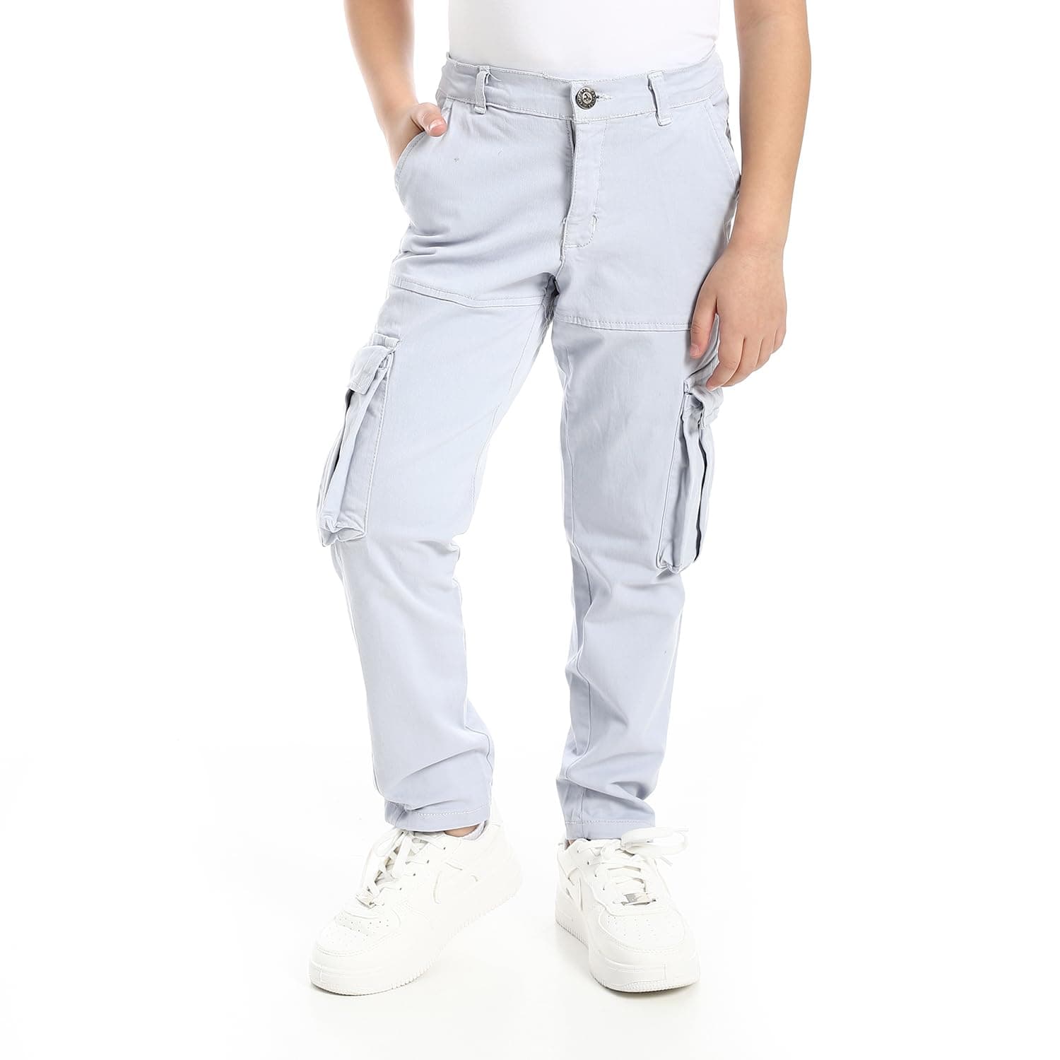 Boys Elastic Waist Drawstring Side Pockets Pants