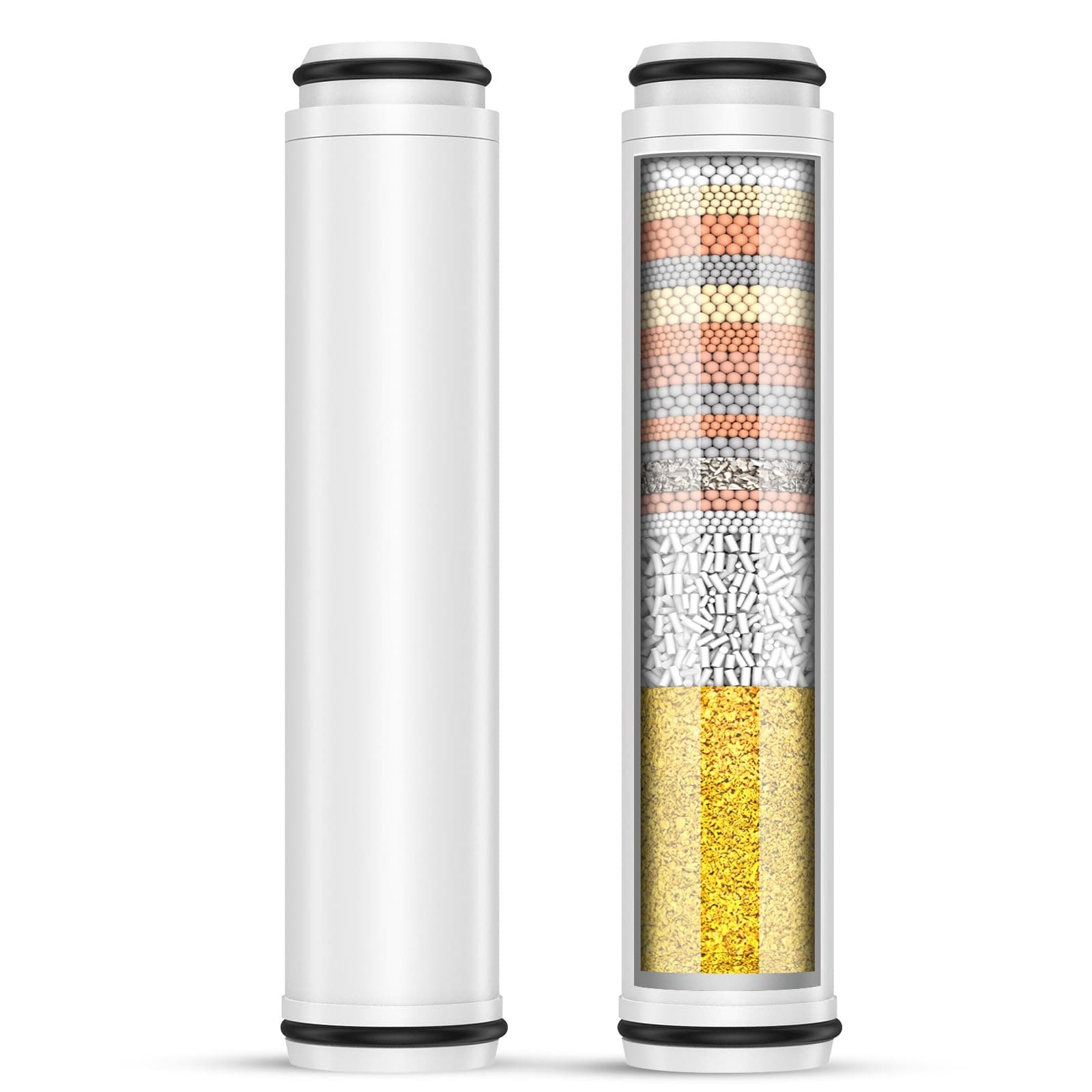 FEELSO FE-15 PRO abs Shower and tap Filter for Hard Water with 15 Stage Hard Water Softener Cartridge - Universal Shower Head Water Softener (Replacement Filters)