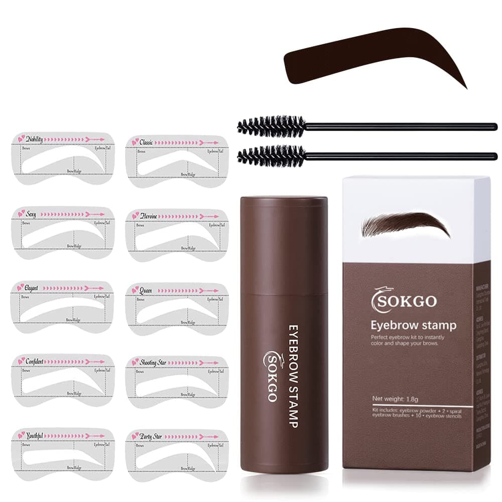 Eyebrow Stamp, Professional Eyebrow Stencil Kit, One Step Eyebrow Stamp Shaping Kit, Long-lasting Eyebrow Makeup Kit for Women (Brunette)