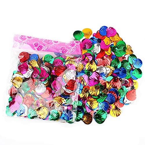 Sequins and Spangles for Children's Handmade DIY, Creative Color Beads Sequins Greeting Card Decoration Gold Foil Iron Slices (Seashell)