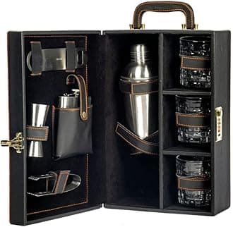 Abrazo Portable Barset | Bartender Kit | Bar Tool Set | Gifting | 8 Pieces Bar Tool Set | Black | Cocktail Shaker | Gift