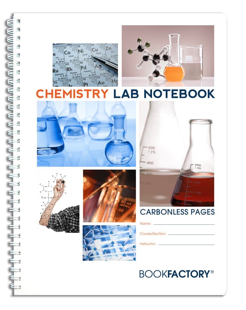 BookFactory Chemistry Lab Notebook - (8.5" X 11") - Scientific Grid Pages, Durable Translucent Cover, Wire-O Binding - Page Size: 8" x 11" (21.6cm x 27.9cm) Carbonless 8 1/2" x 11" . 50 pg