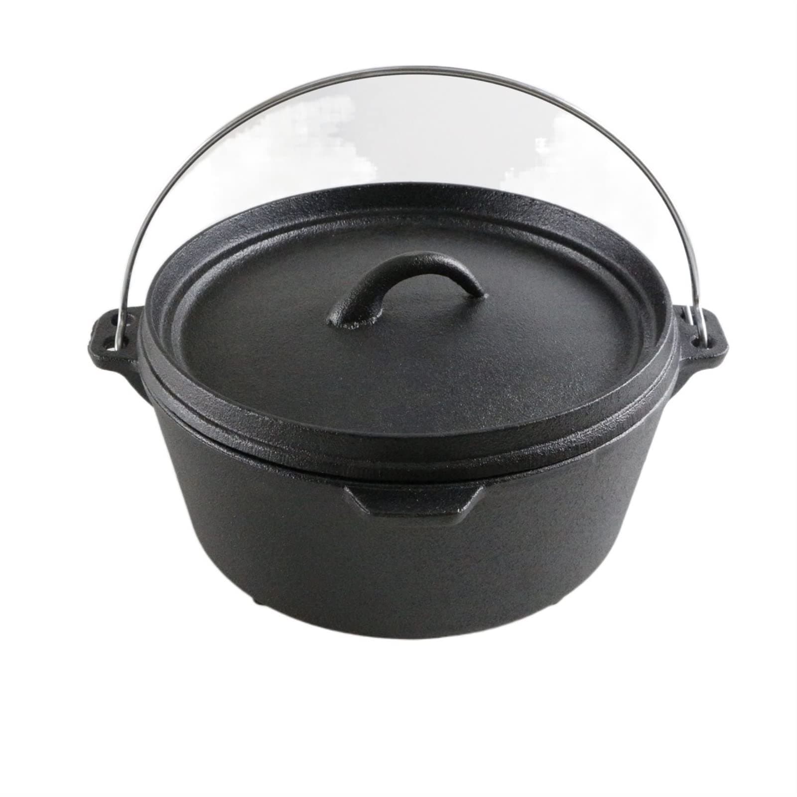 SEMONE Pot Cast Iron Flat Bottom Potjie Ecological Cast Iron Saucepan