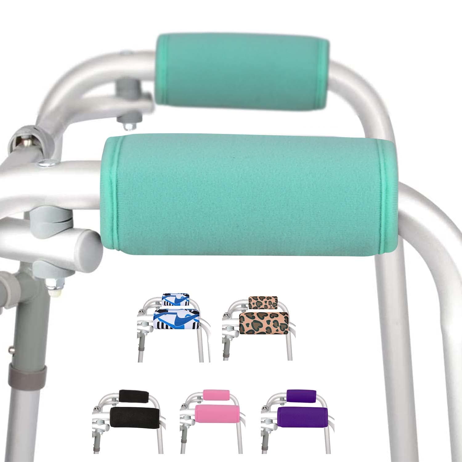 Walker Grips (2 Pack), Soft Padded Hand Covers, Non-Slip Comfortable Cushion Padding for Folding Walker Handle, Moisture Wicking Mobility Accessory