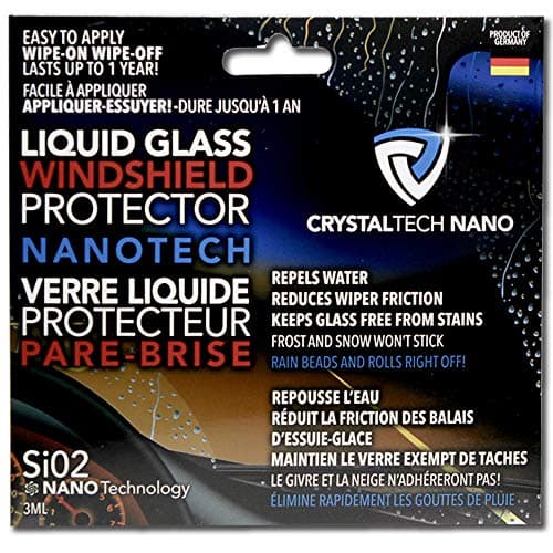 CRYSTALTECH NANO Liquid Glass Windshield Protector Wipes | Rain Water Beads and Rolls Off | Coating Treatment to Dispel Ice, Snow and Road Grime | Automotive Safety Product to Improve Visibility