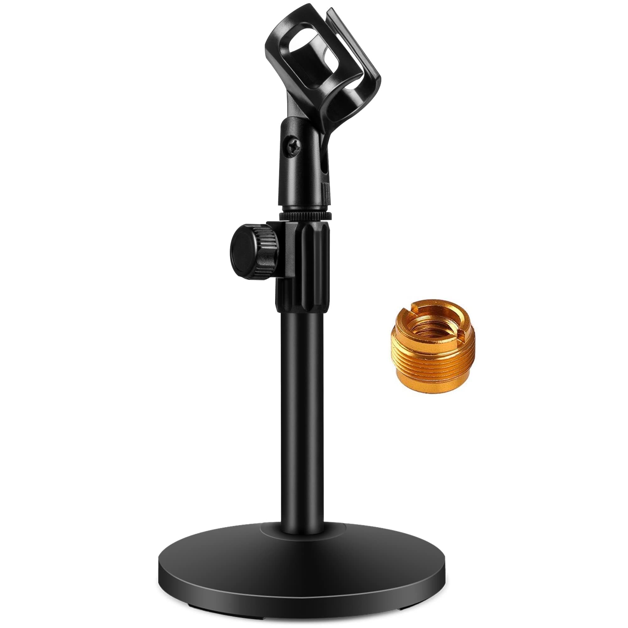 Desktop Microphone Stand, Upgraded Adjustable Table Mic Stand with Mic Clip and 5/8" Male to 3/8" Female Screw for Blue Yeti Snowball Spark & Other Microphone