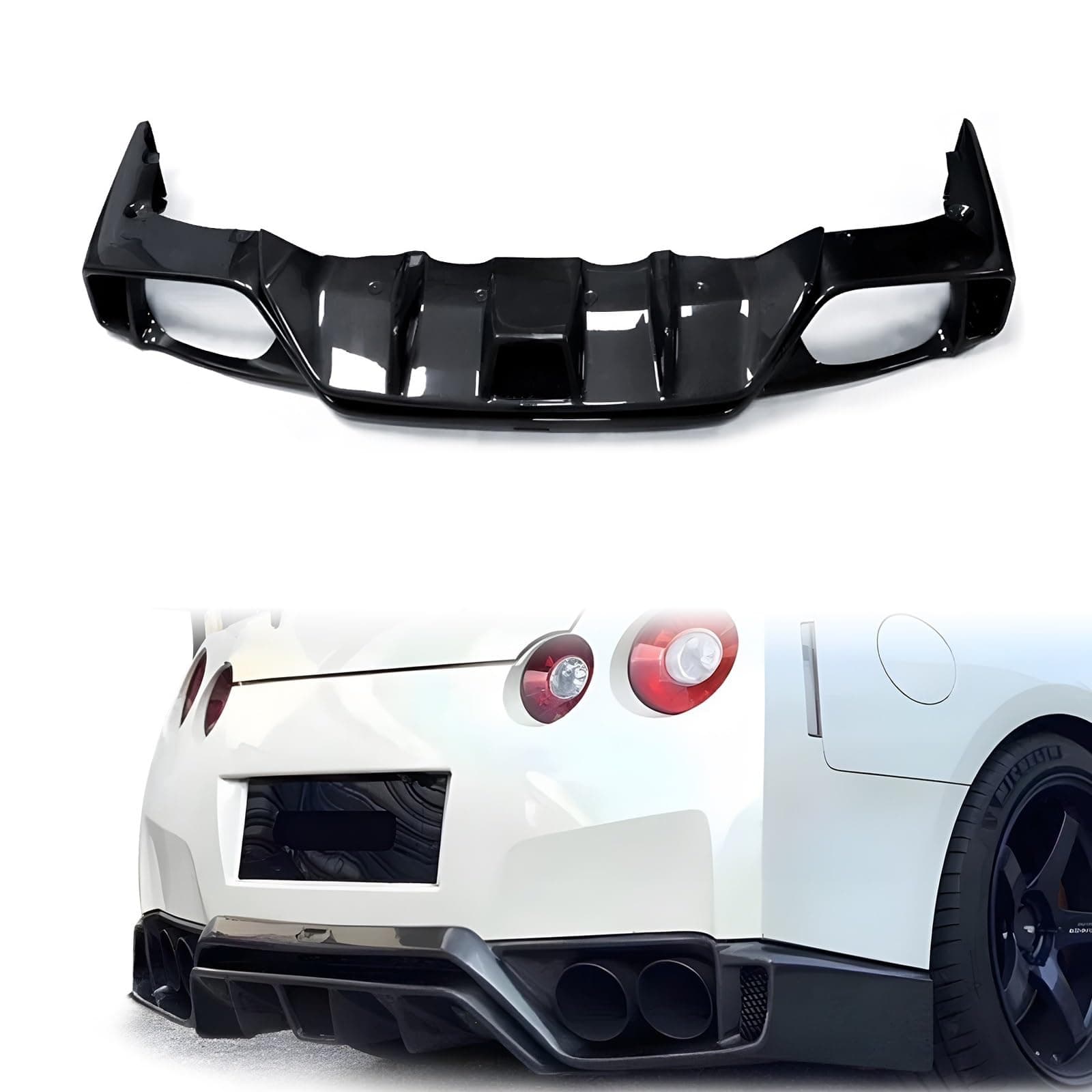 Rear Bumper Diffuser Spoiler, Body Kits Compatible with Nissan GTR R35 2008-2016 (Carbon Fiber)