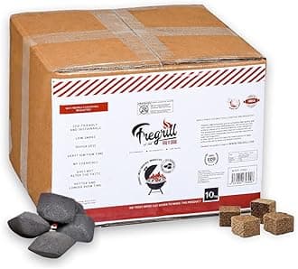 FREGRILL Premium Charcoal Briquettes for Barbecue (10 kg) with FIREstarter Cubes