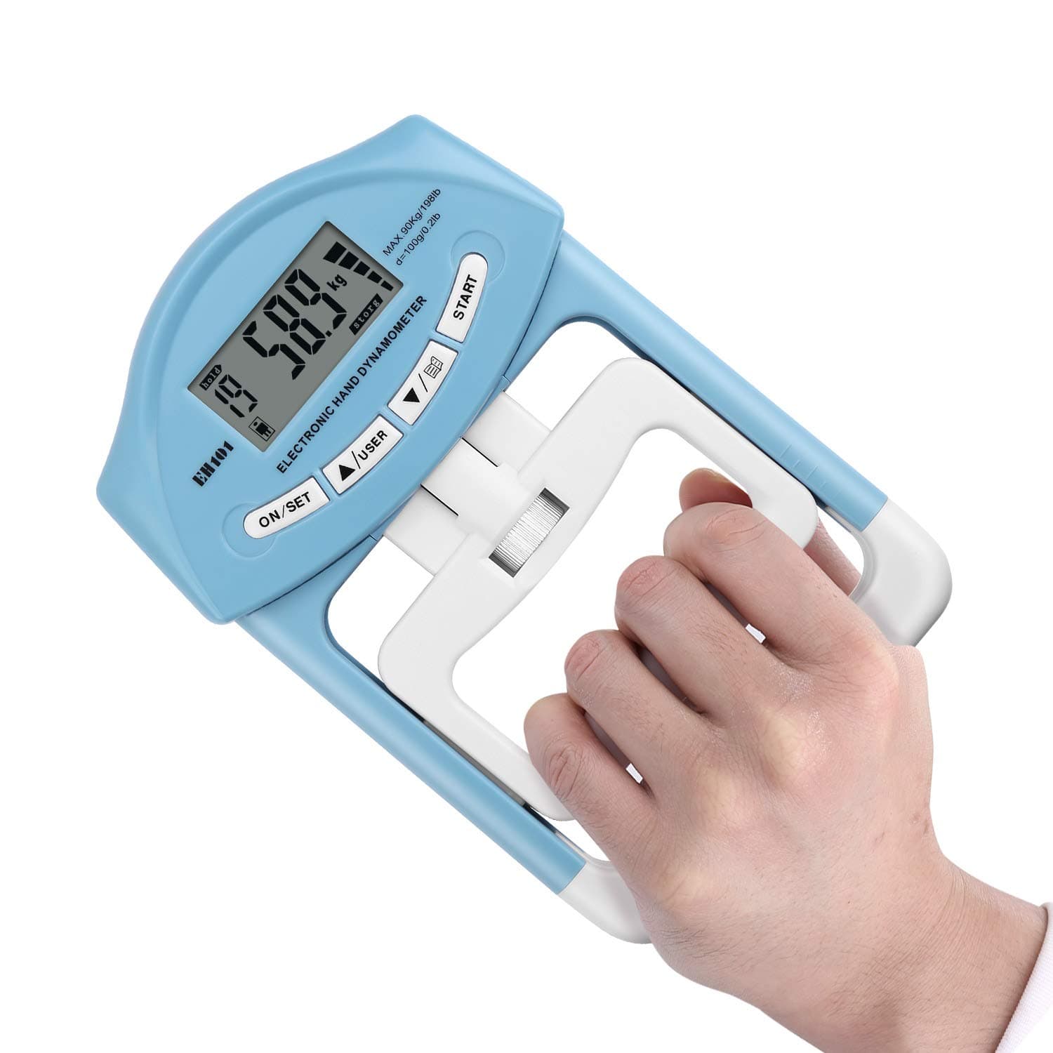 Digital Hand Dynamometer, 198 Lbs 90 kg Electronic Grip Strength Measurement Meter with Auto Capturing, User Settrings, Data Comparing and Storage, Query
