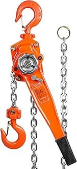 Happybuy Manual Lever Chain Hoist, 1-1/2 Ton 3300 lbs Capacity 20 FT Come Along, G80 Galvanized Steel with Weston Double-Pawl Brake,Auto Chain Leading & 360° Rotation Hook, for Garage Factory Dock
