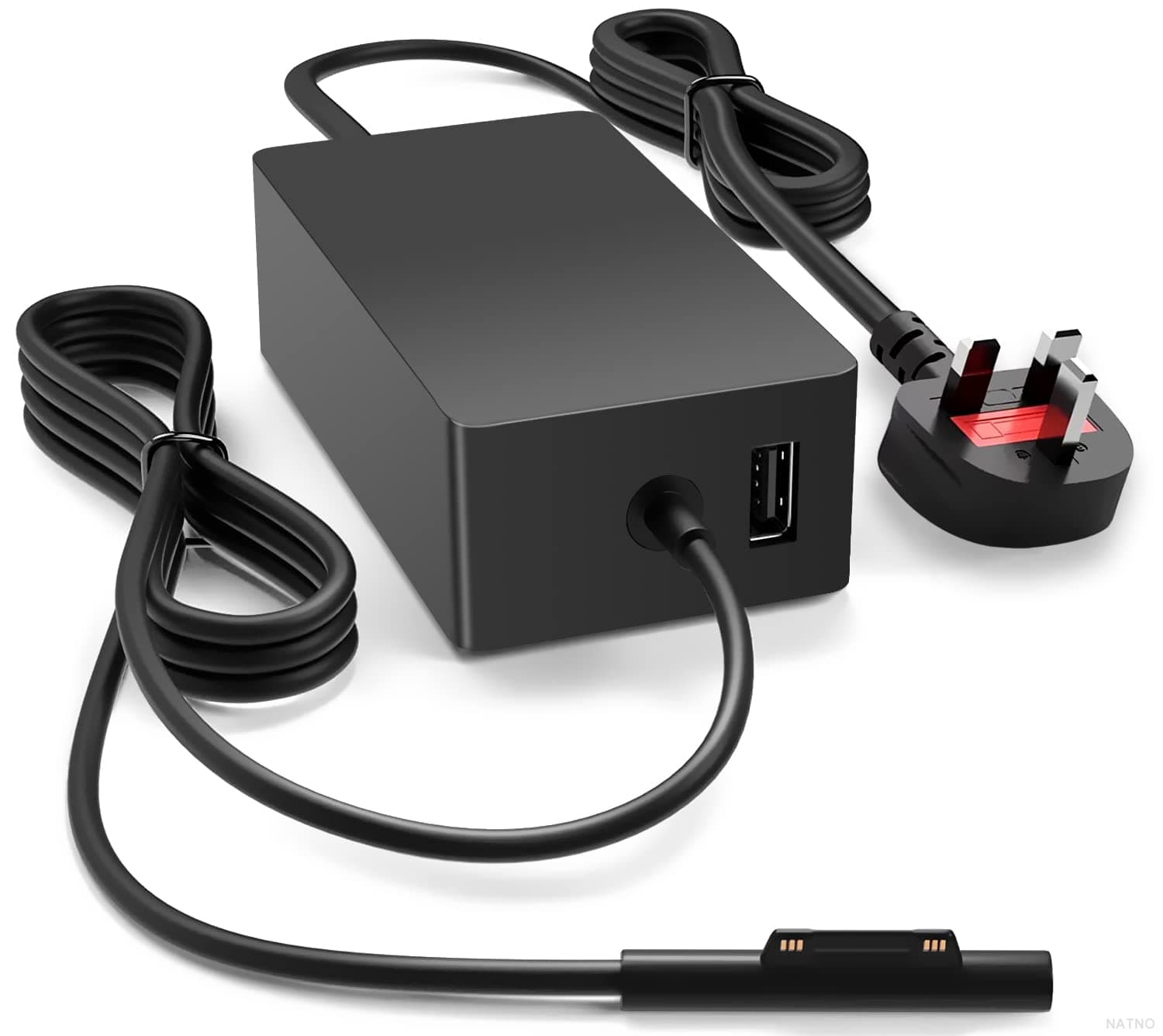 NATNO44W Surface Pro Charger, Compatible with Microsoft Surface Pro 10, 9, 8, 7+, 7, 6, 5, 4, 3, X, Surface Laptop 1/2/3 Surface Go Surface Book Power Cord سطح شاحن with 5V 1A USB Charging Port