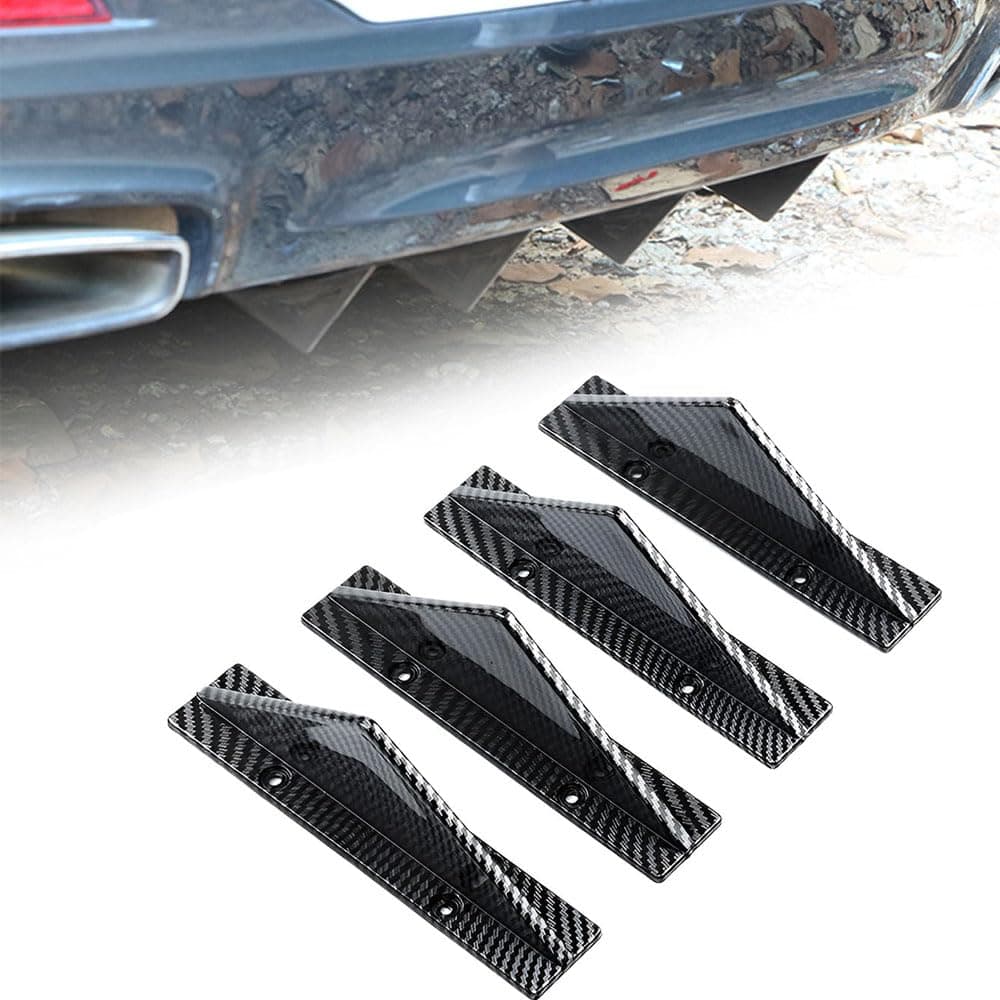 4Pcs Universal Rear Bumper Wing Lip Diffuser, Car Anti-Crash Accessories Spoiler Shark Fin Protector, Rear Bumper Splitter Lip Wing for Auto Decoration Car SUV Truck