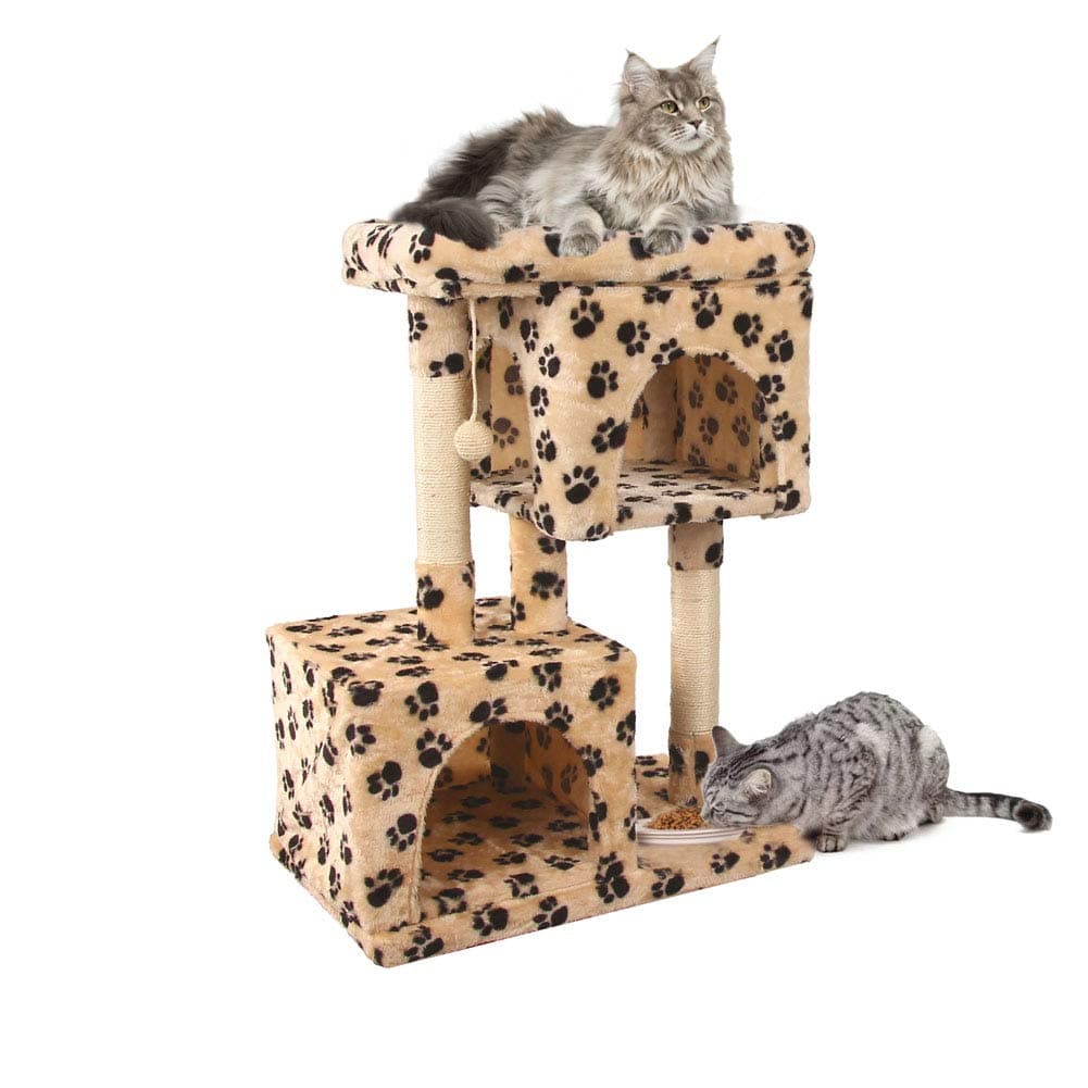 Luxury 33in Cat Activity Trees and Tower, Stable and Sturdy, Cozy and Private, Multi-Purpose Playhouse, Ideal for Medium to Large Breeds