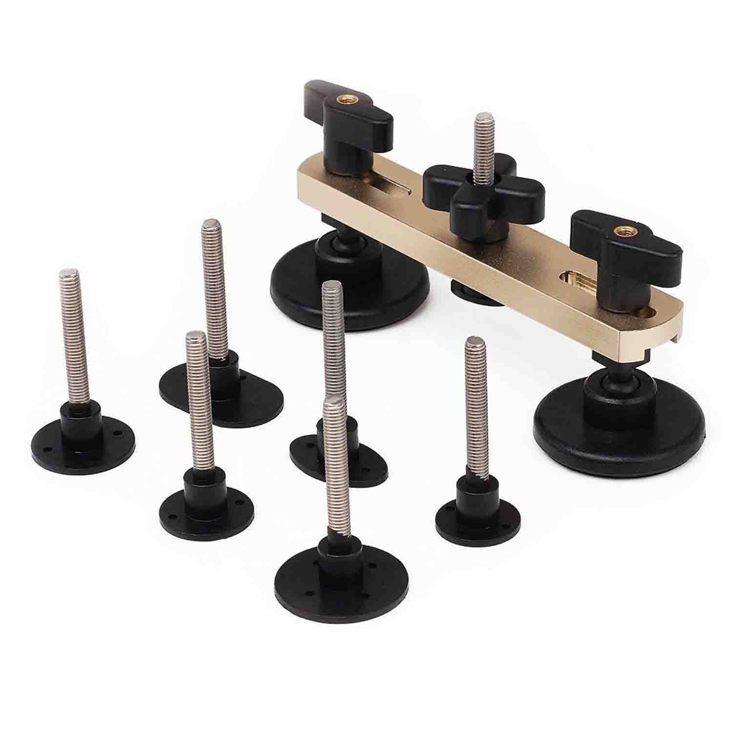 AMTION CoVision Paintless Dent Repair Bridge Puller Sets Paintless Dent Removal Repair Tool Kit with 7 Pcs Different Shape Mats Threaded Rod for Dent Ding DIY Home Repair