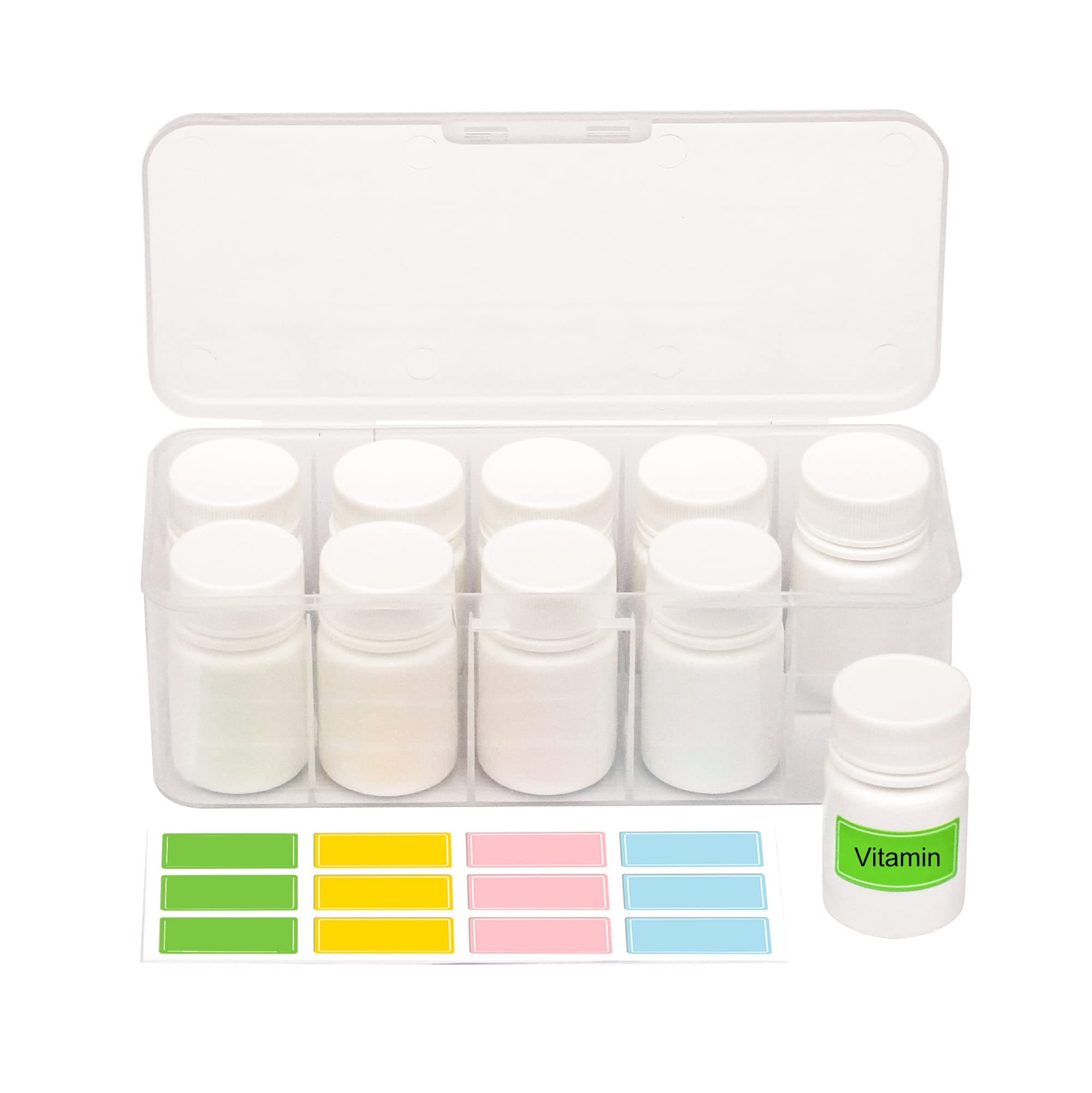 Small Plastic Empty Pill Bottle with Caps Labels for Travel Medicine Bottle Organizer Vitamin Container,10pcs(25ml)