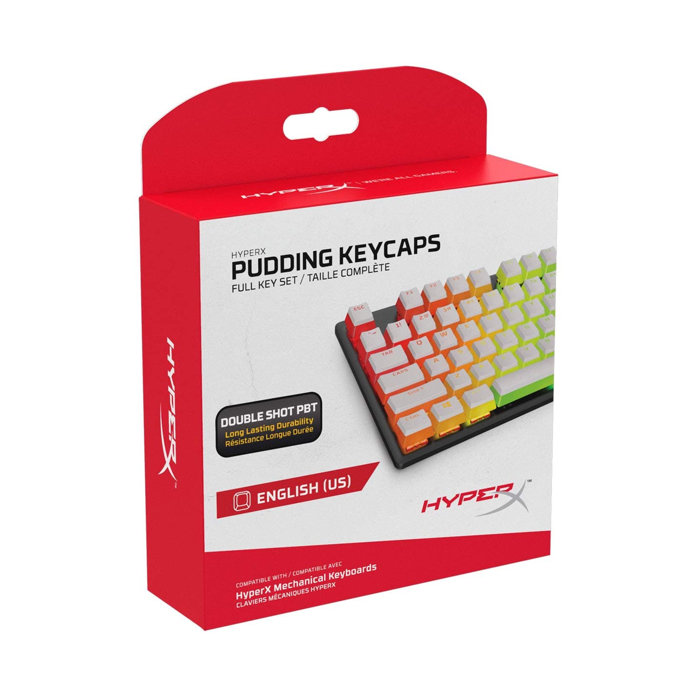 Pudding Keycaps – Full Key Set – PBT – {White} – English (US) Layout – 104 Key, Backlit, OEM Profile