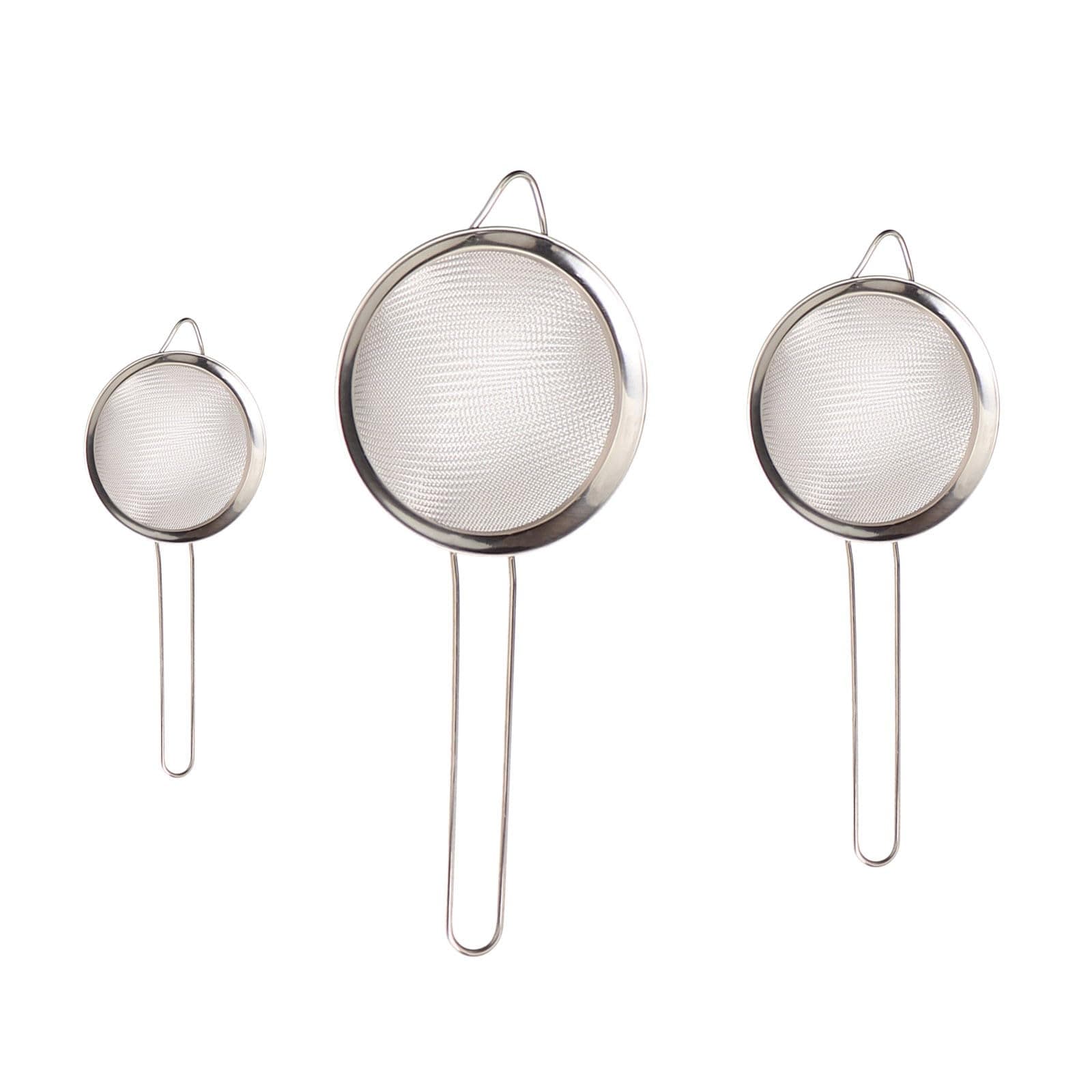 3 Pack Fine Mesh Strainer with Handle, Stainless Steel Fine Mesh Sieve,Kitchen Strainer for Tea Rice Juice Food Yogurt
