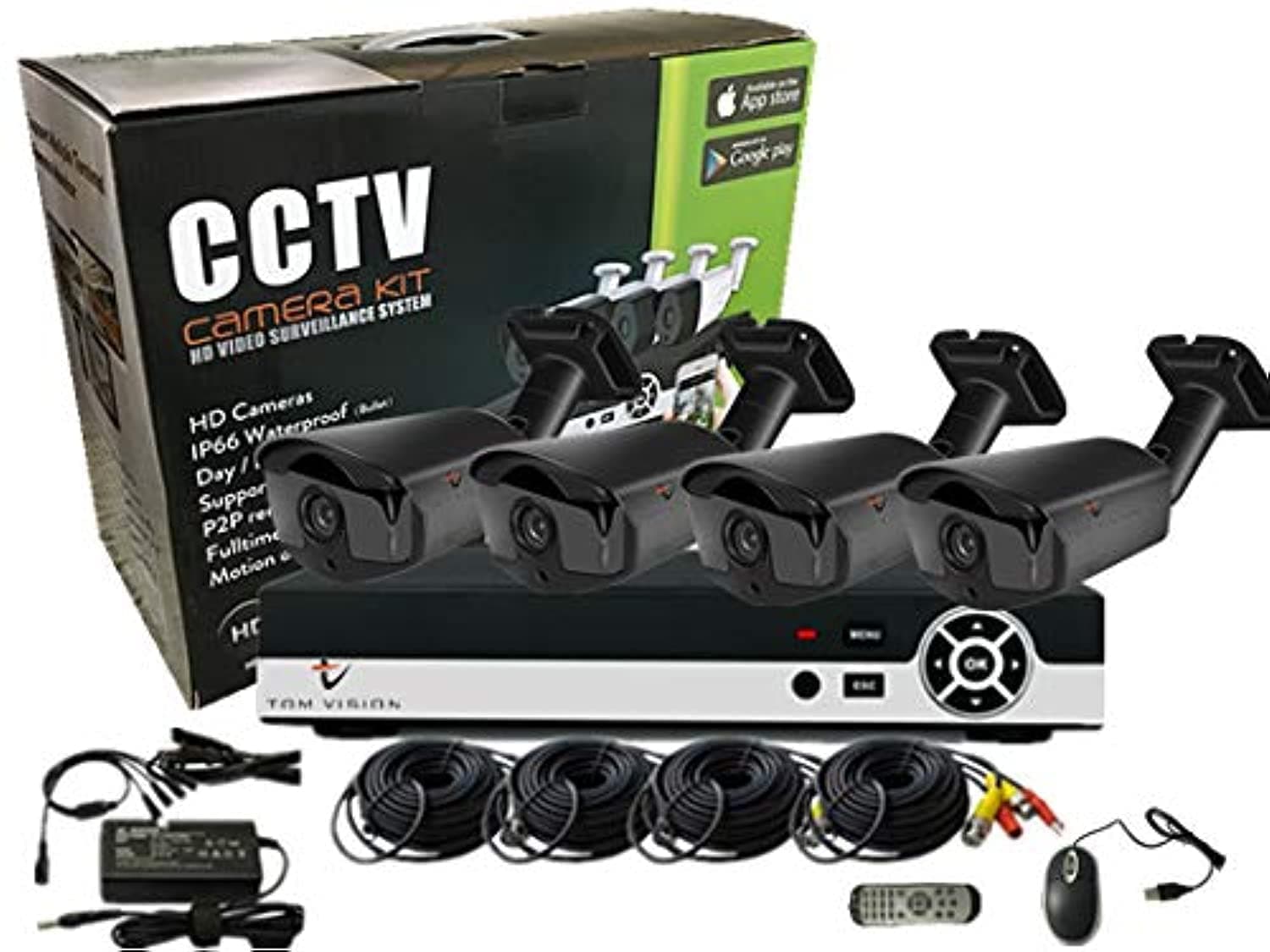 CCTV Security Surveillance 2MP DVR Kit, Channel Video Audio