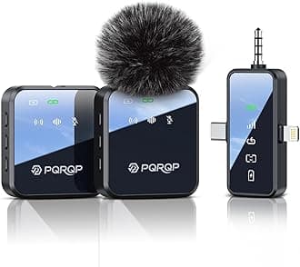 PQRQP 3 in 1 Microphone for iPhone/Android/Camera, Wireless Microphones, 328ft Transmission, 18H Battery Life, Mini Microphone for Record Interview, Vlogs, Tiktok