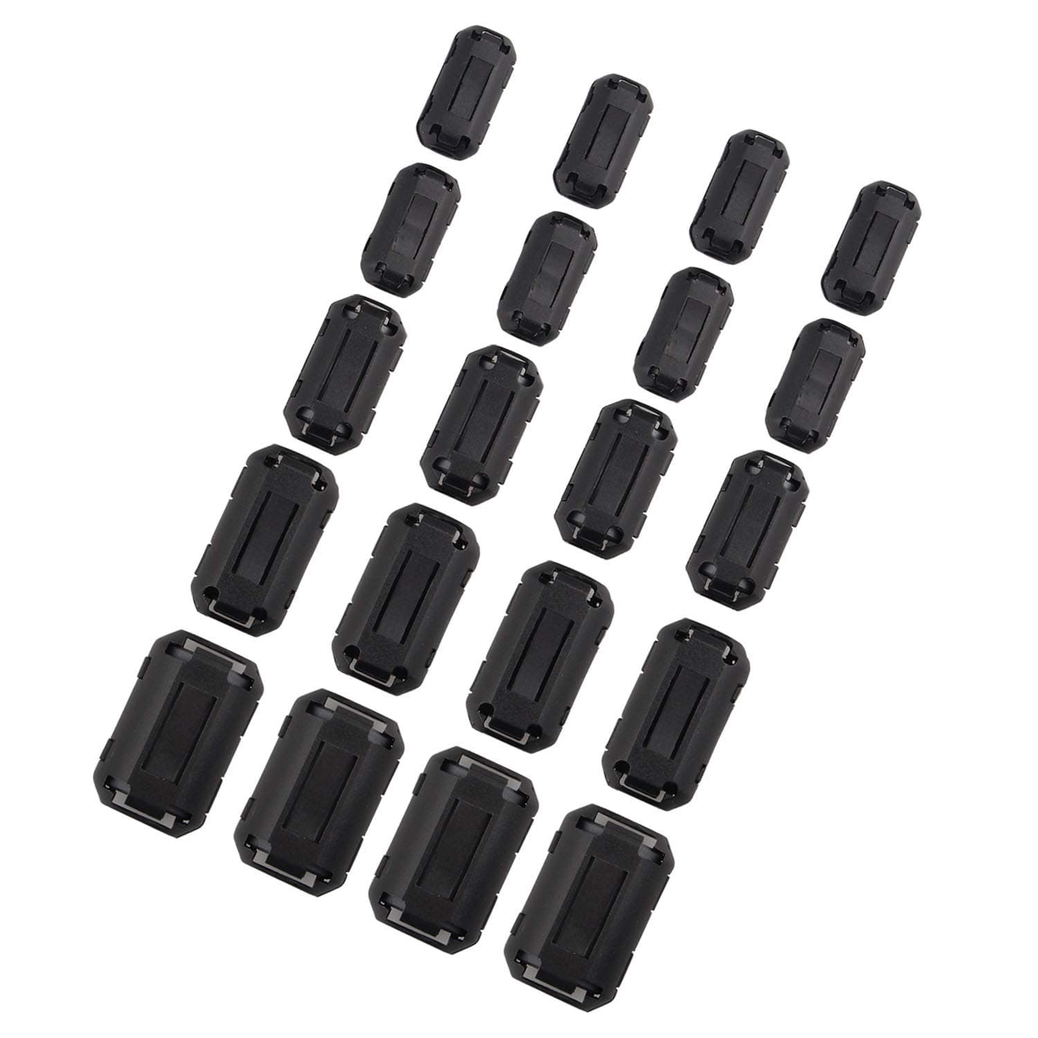 20pcs Clip on Ferrite Ring Core Anti interference High frequency Filter RFI EMI Noise Suppressor with 3mm 5mm 7mm 9mm 13mm Inner Diameter Ferrite Cable Clip Black