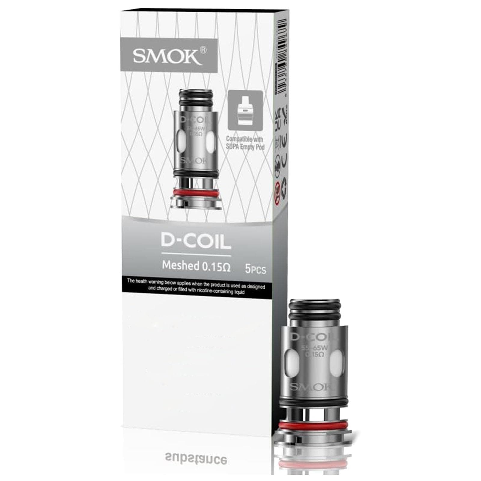 SMOK D-COIL Replacement Coils 0.15 Ohm [Pack of 5] - Ideal for DTL Vaping, 55W-65W Sub Ohm, Leak-Resistant, Works With X-Priv Plus/Solo Kit, No Nicotine