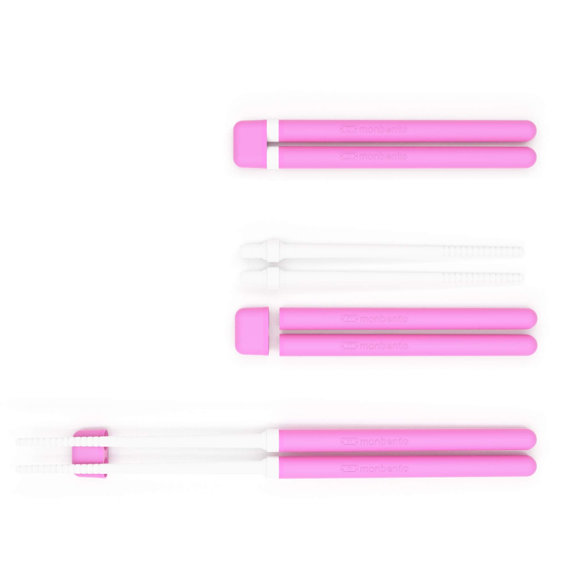 monbento - MB Pair Pink - Chopsticks set for lunch box - Retractable - ideal for work/travel