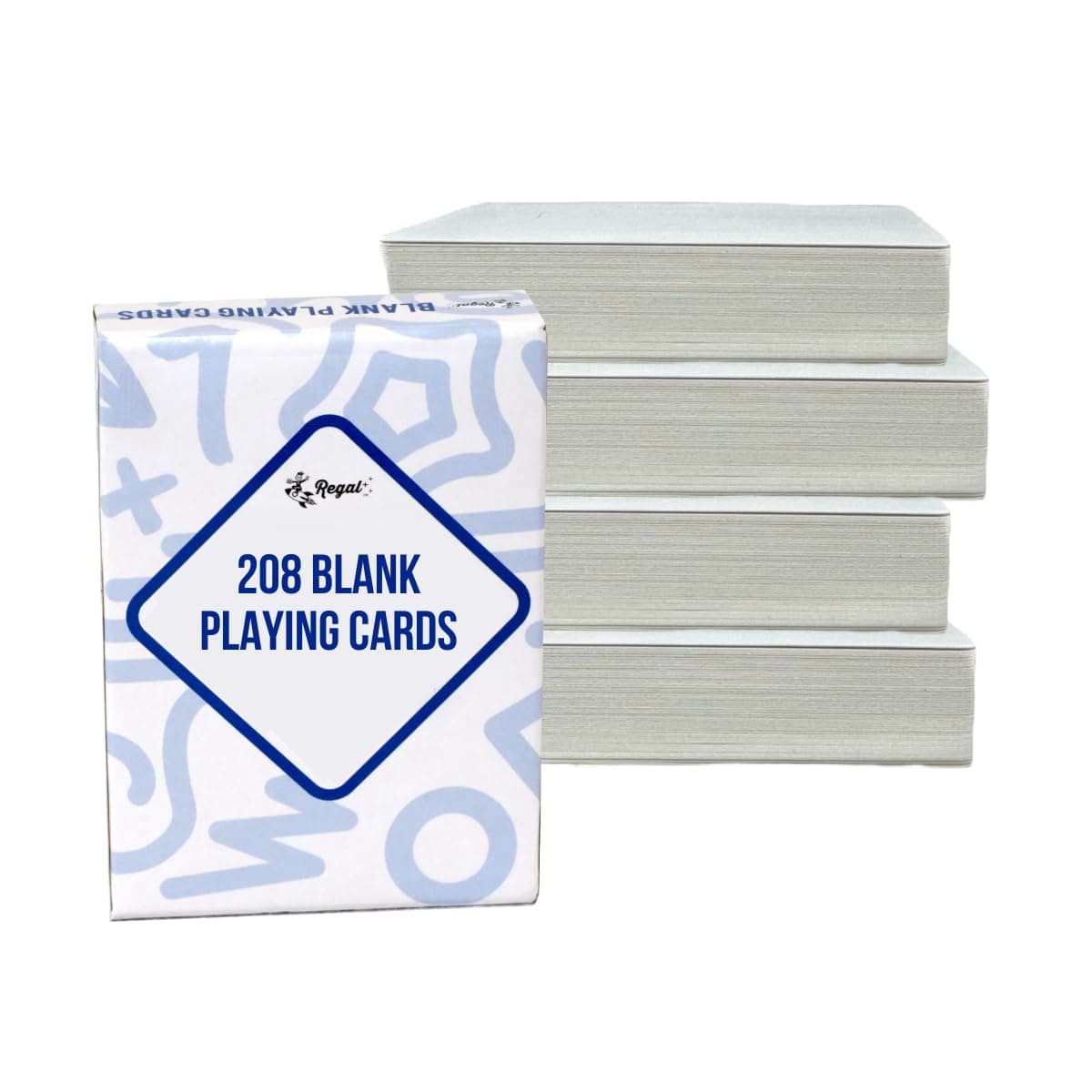 Regal Games 208 Blank Playing Cards to Write On - Custom Blank Deck of Cards - (2.5" x 3.5") Cardstock White Poker Size - 4 Packs x 52 Cards