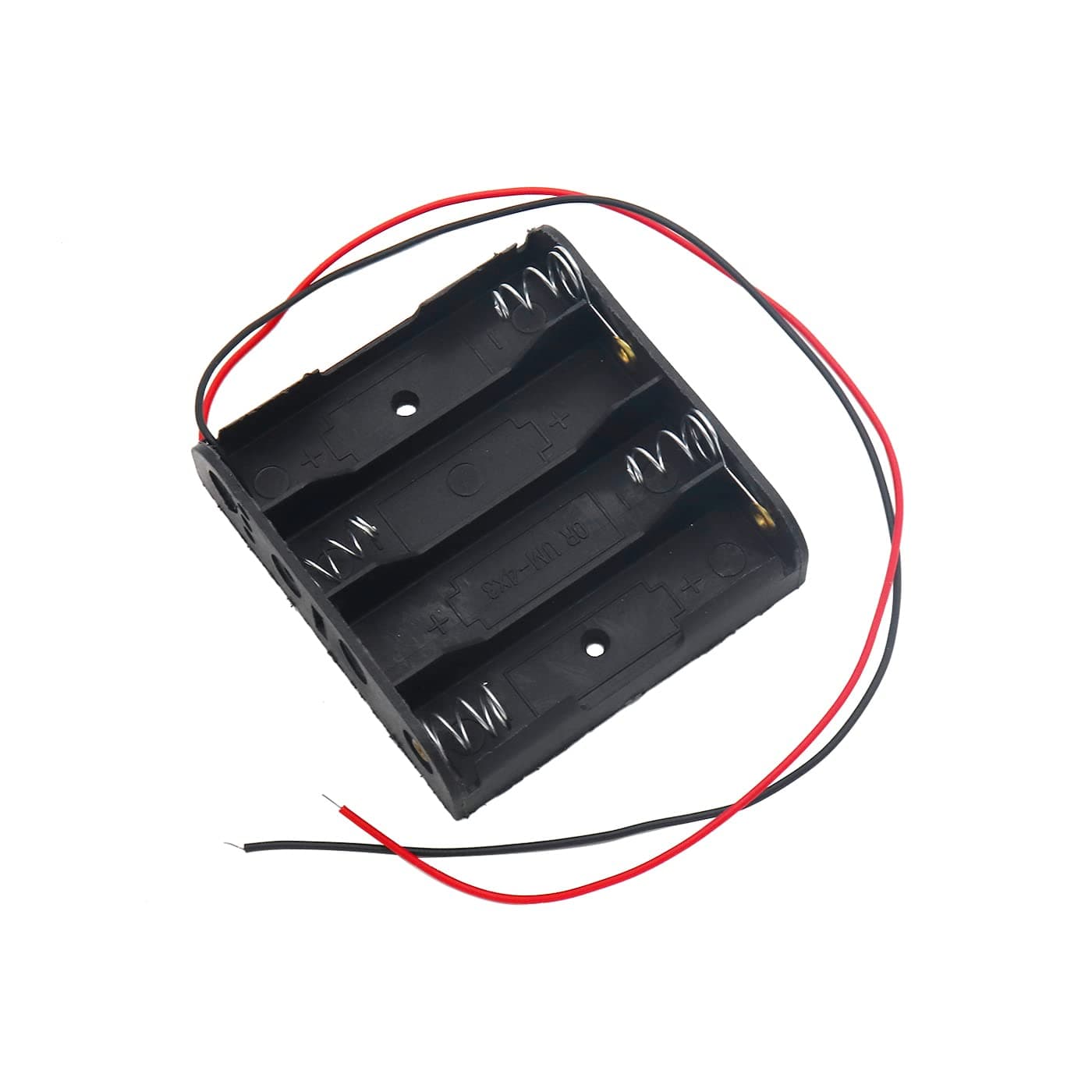 Electronic Spices AA 4 Cell Battery Holder Hard Plastic Case With Wire Pack of 1 (1.5v X 4 Cells = 6volt)