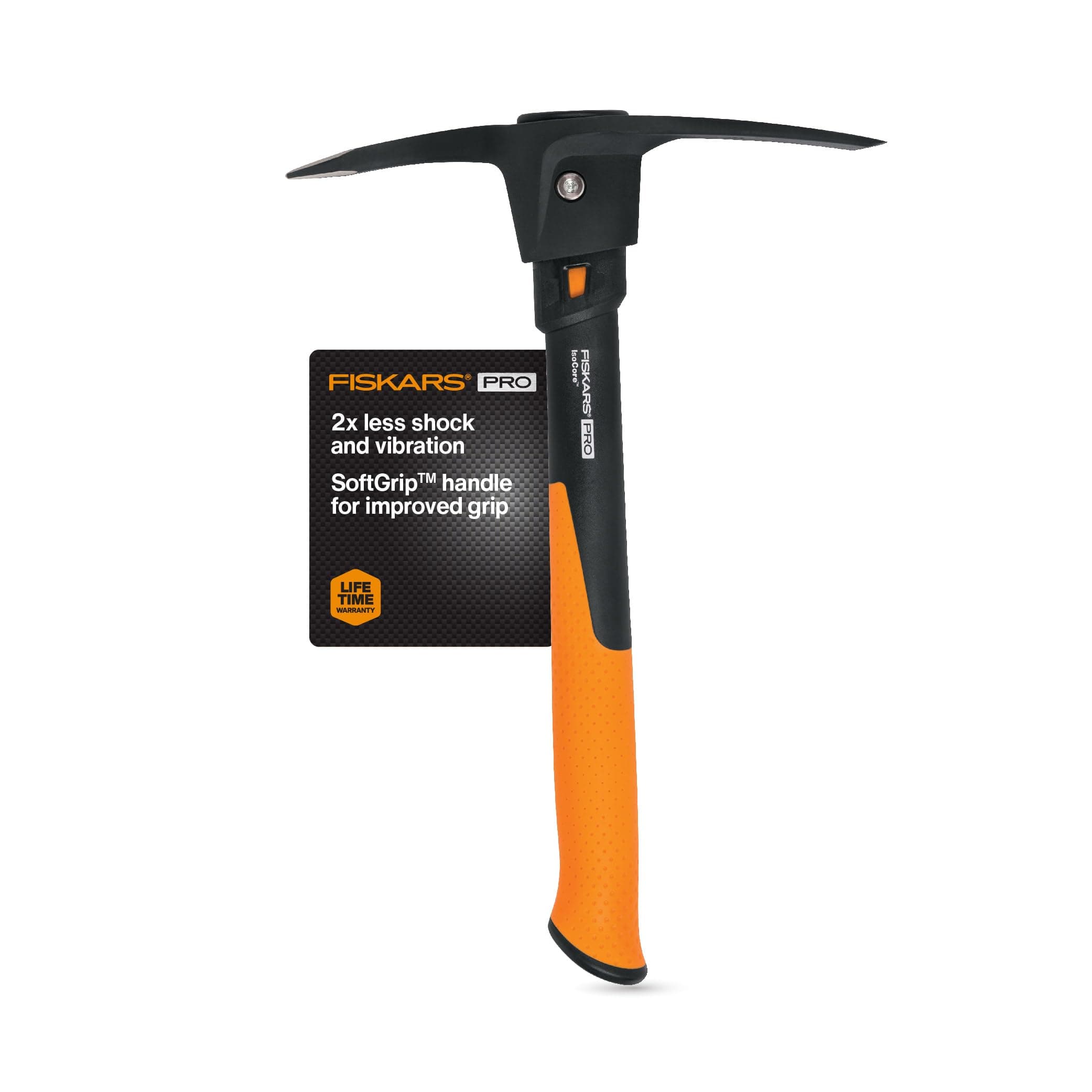 IsoCore Pickaxe Mattock with Shock-Absorbing Handle, Dual-Head Tool for Roots & Rocks, 1.5 lb