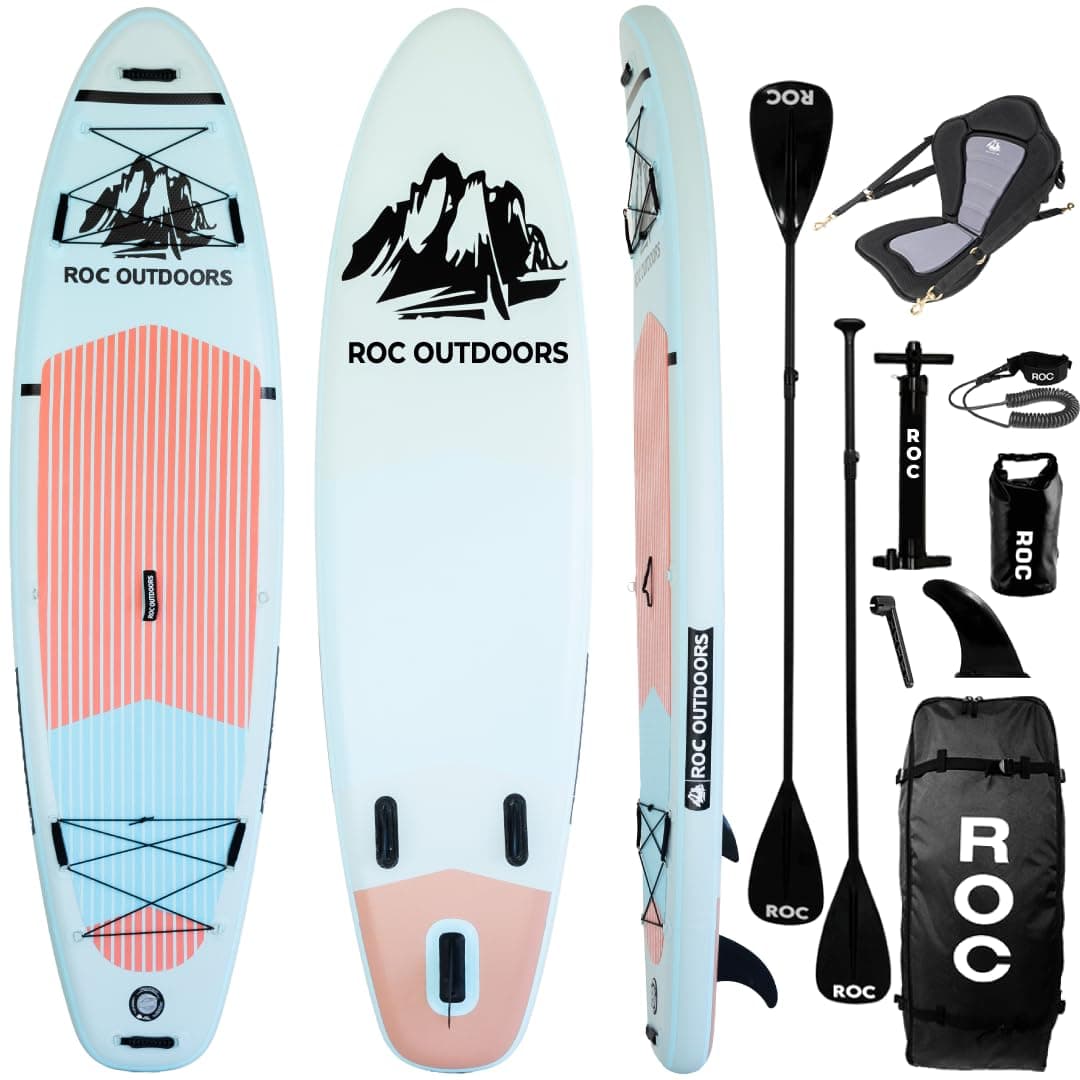 Inflatable Stand Up Paddle Board with Premium SUP Paddle Board Accessories, Wide Stable Design, Non-Slip Comfort Deck for Youth & Adults