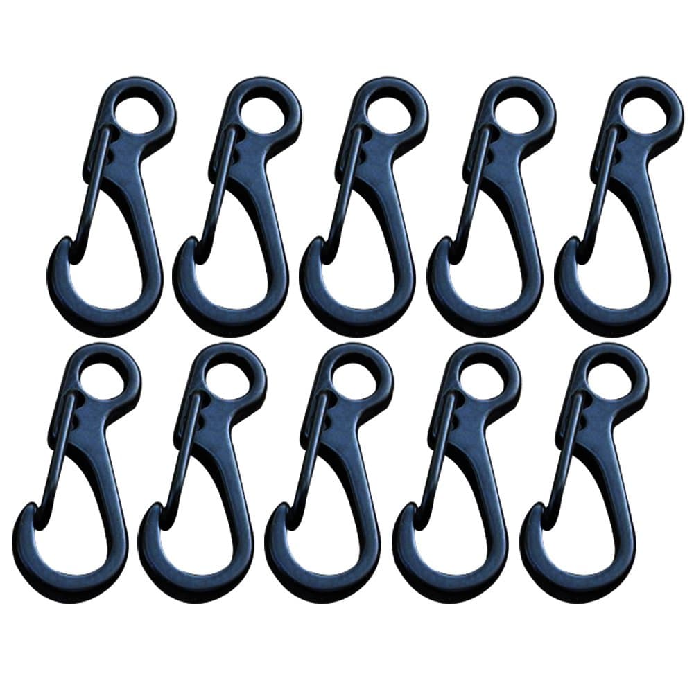 10 Pack S Carabiner Camping Hiking Spring Snap Clip Hook Keychain Keyring EDC Emergency Survival,Black
