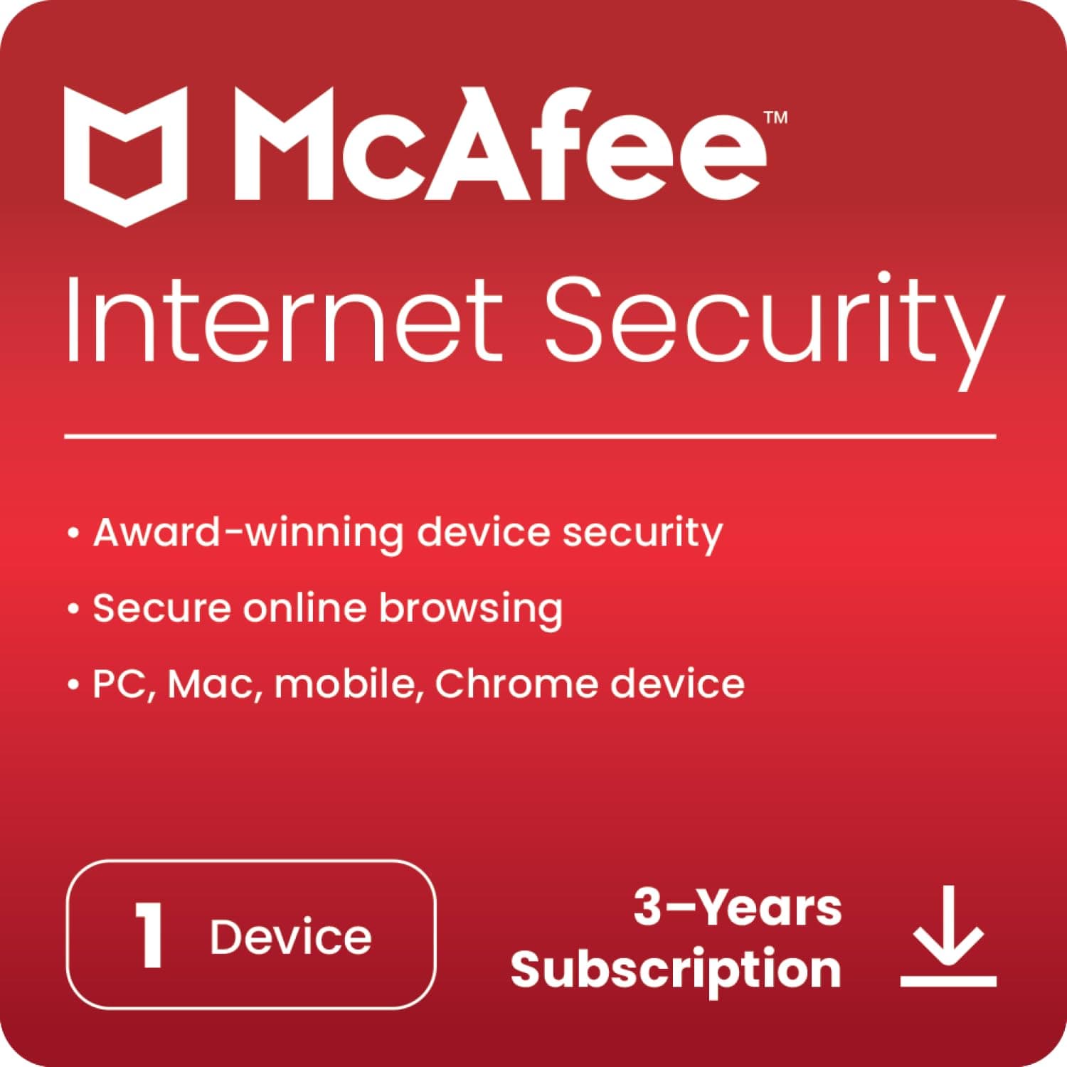 McAfee Internet Security 2025 | 1 Device | 3 Years | Digital Download | Instant Delivery - No CD