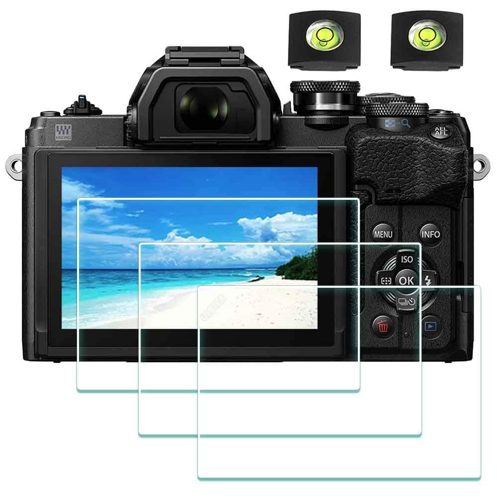ULBTER Screen Protector Appliable for Olympus E-M10 Mark IV III II I Camera & Hot Shoe Cover 0.3mm 9H Hardness Tempered Glass Flim, Anti-Scrach Anti-Fingerprint [3Pack]